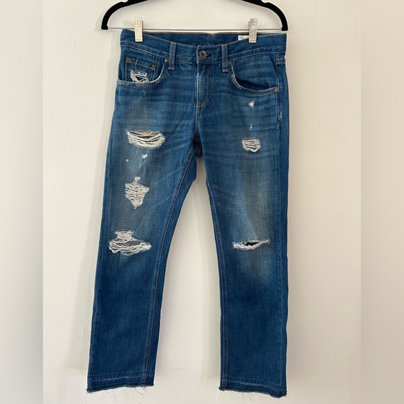 rag & bone Denim - Rag & Bone Doris X Boyfriend Cotton distressed cropped jeans Size 25